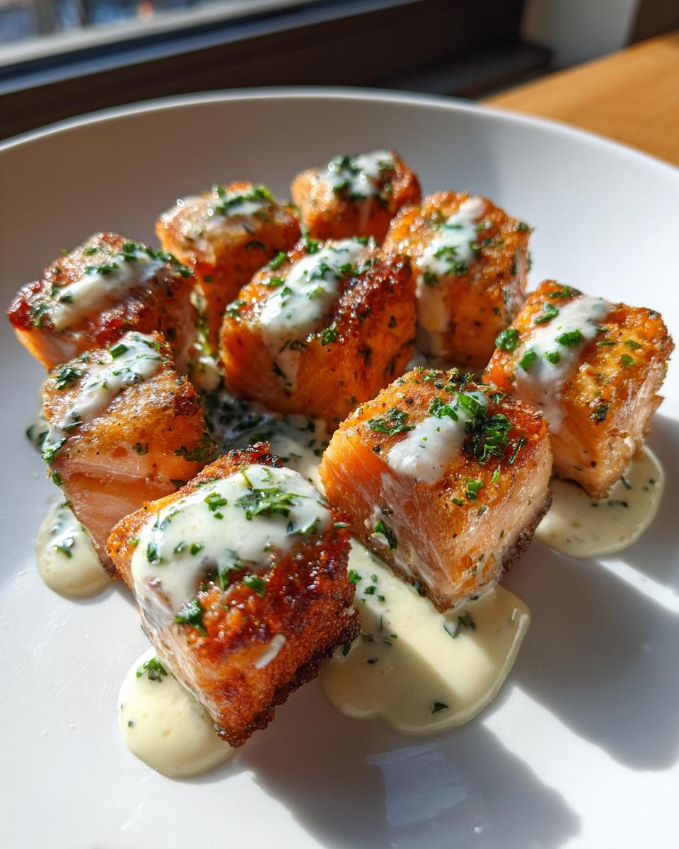 Air Fryer Salmon Bites with Garlic Cream Sauce - detail 1