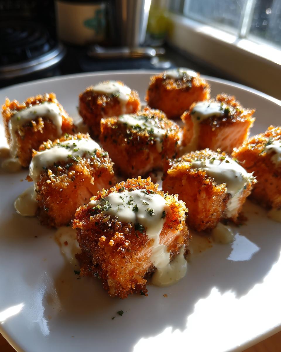 Air Fryer Salmon Bites with Garlic Cream Sauce - detail 2