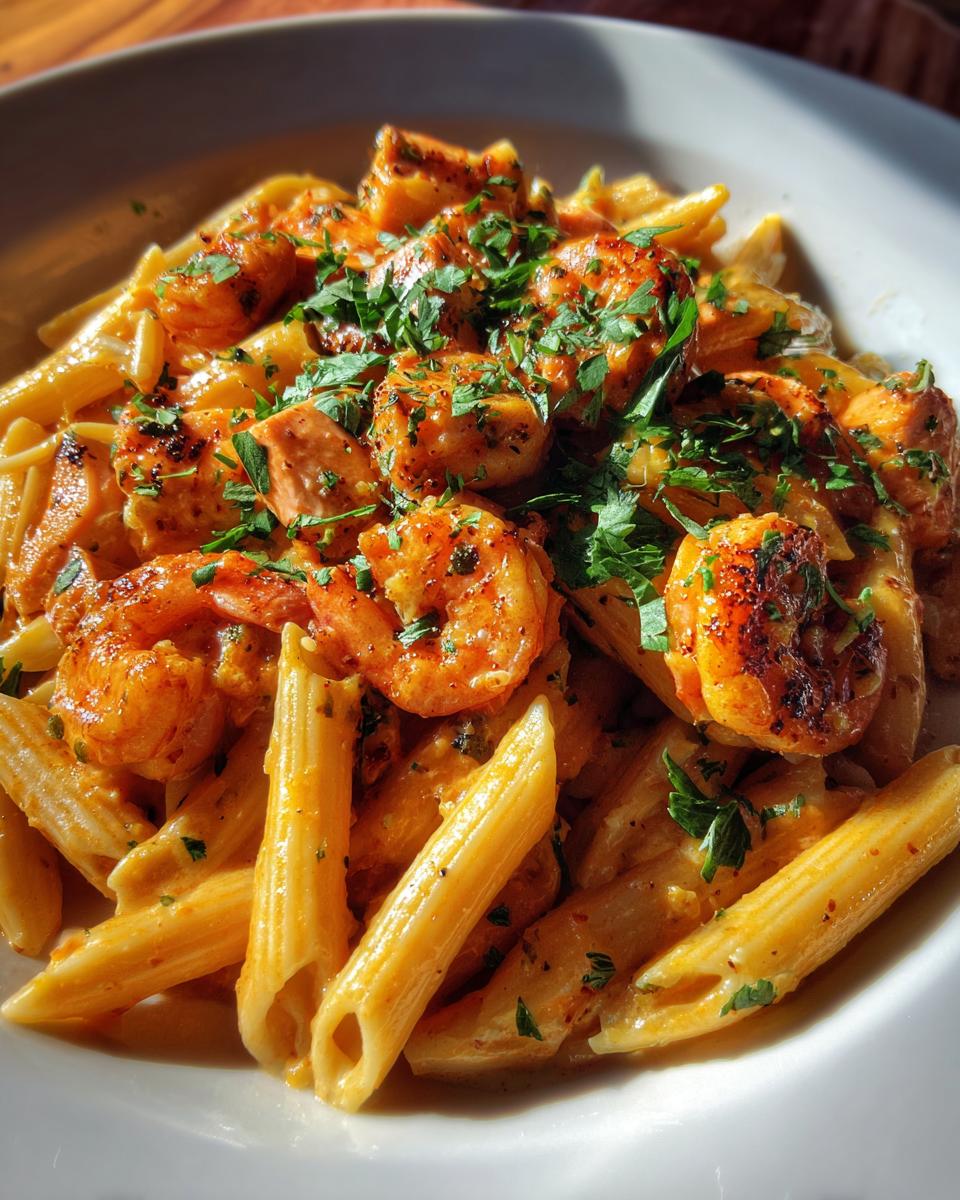 Cajun Shrimp and Salmon Pasta - detail 1
