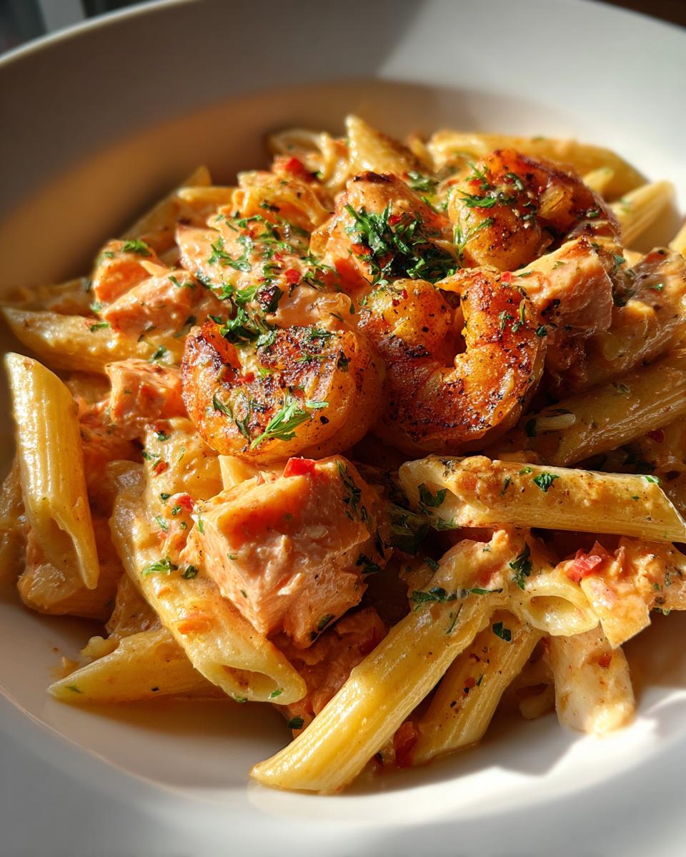 Cajun Shrimp and Salmon Pasta - detail 2