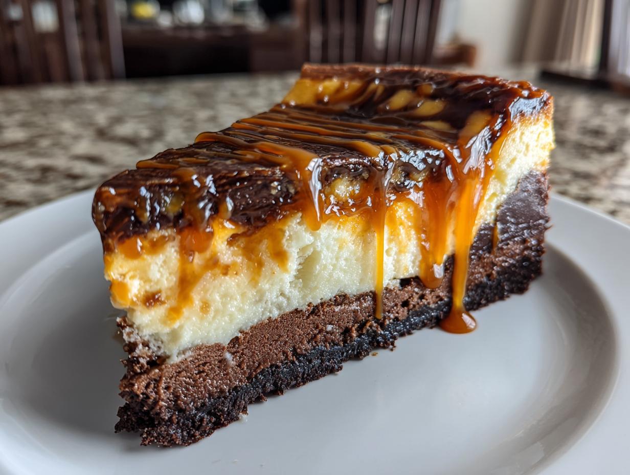 Irresistible Caramel Brownie Cheesecake Recipe in 3 Layers
