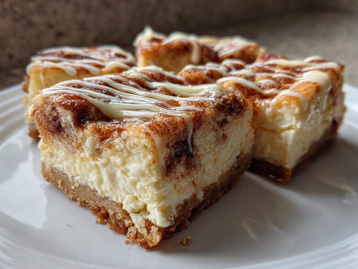 5-Ingredient Cinnamon Roll Cheesecake Bars That Will Melt Hearts
