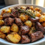 Garlic Butter Steak Bites and Potatoes