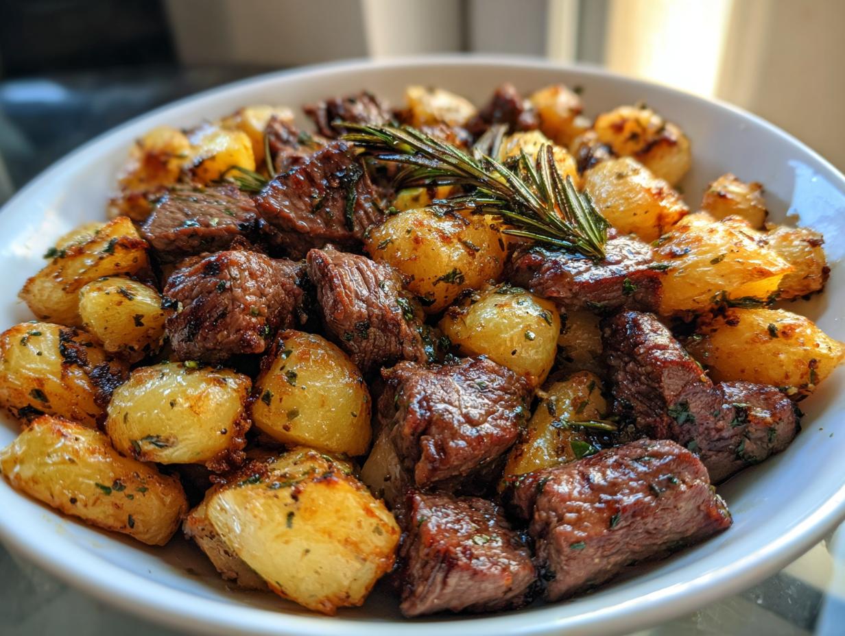 30-Minute Garlic Butter Steak Bites and Potatoes Temptation
