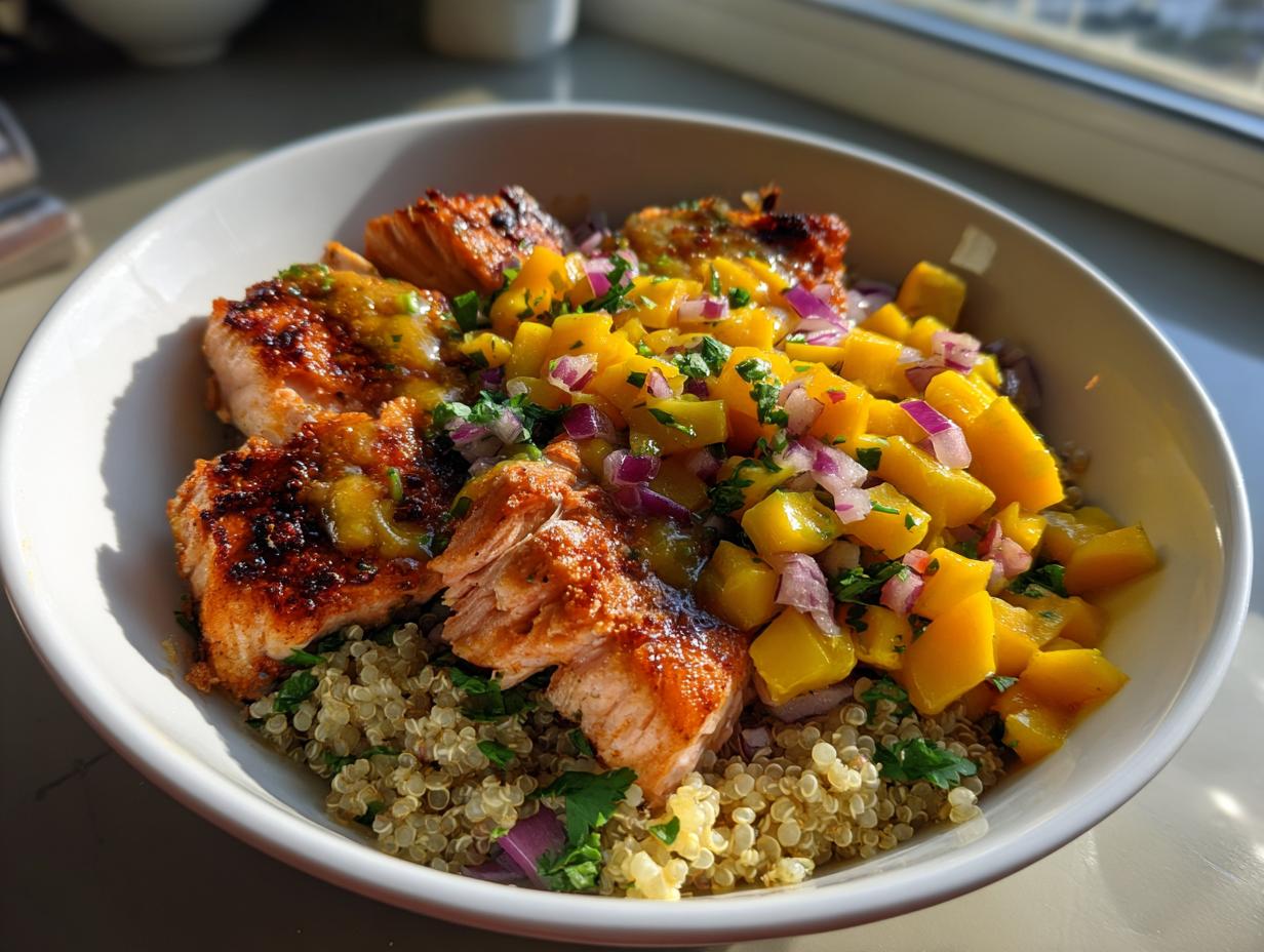 Irresistible 20-Minute Grilled Salmon Bowl with Mango Salsa