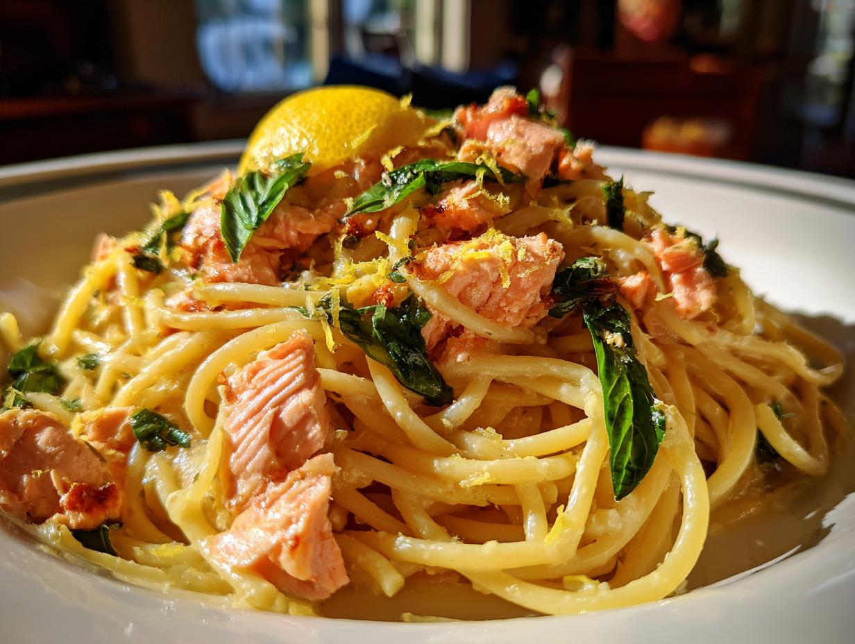 30-Minute Lemon Basil Salmon Pasta Recipe – So Good You’ll Lick the Bowl