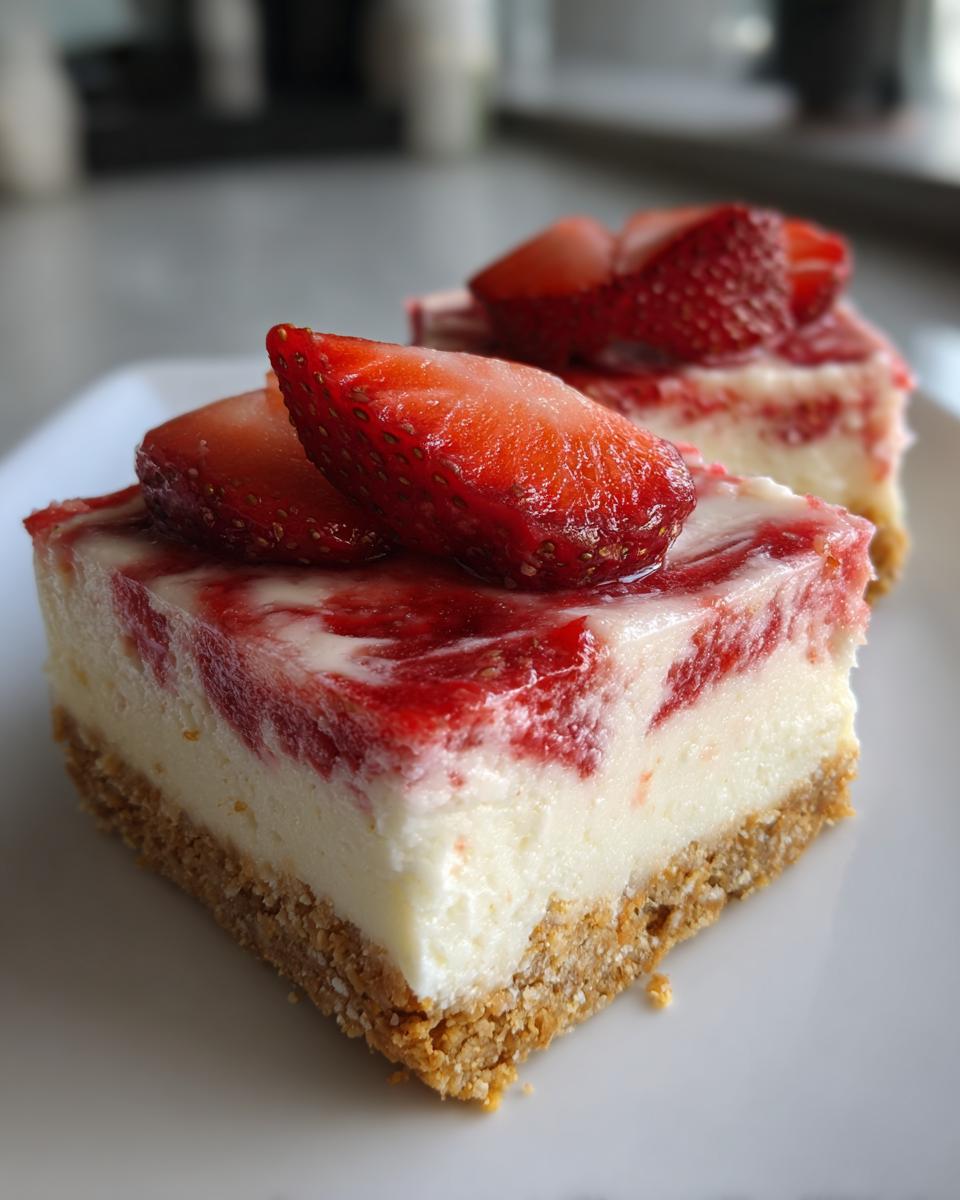 No Bake Strawberry Cheesecake Bars - detail 1