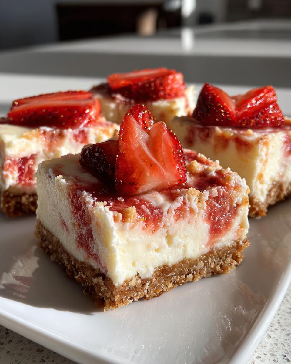 No Bake Strawberry Cheesecake Bars - detail 2