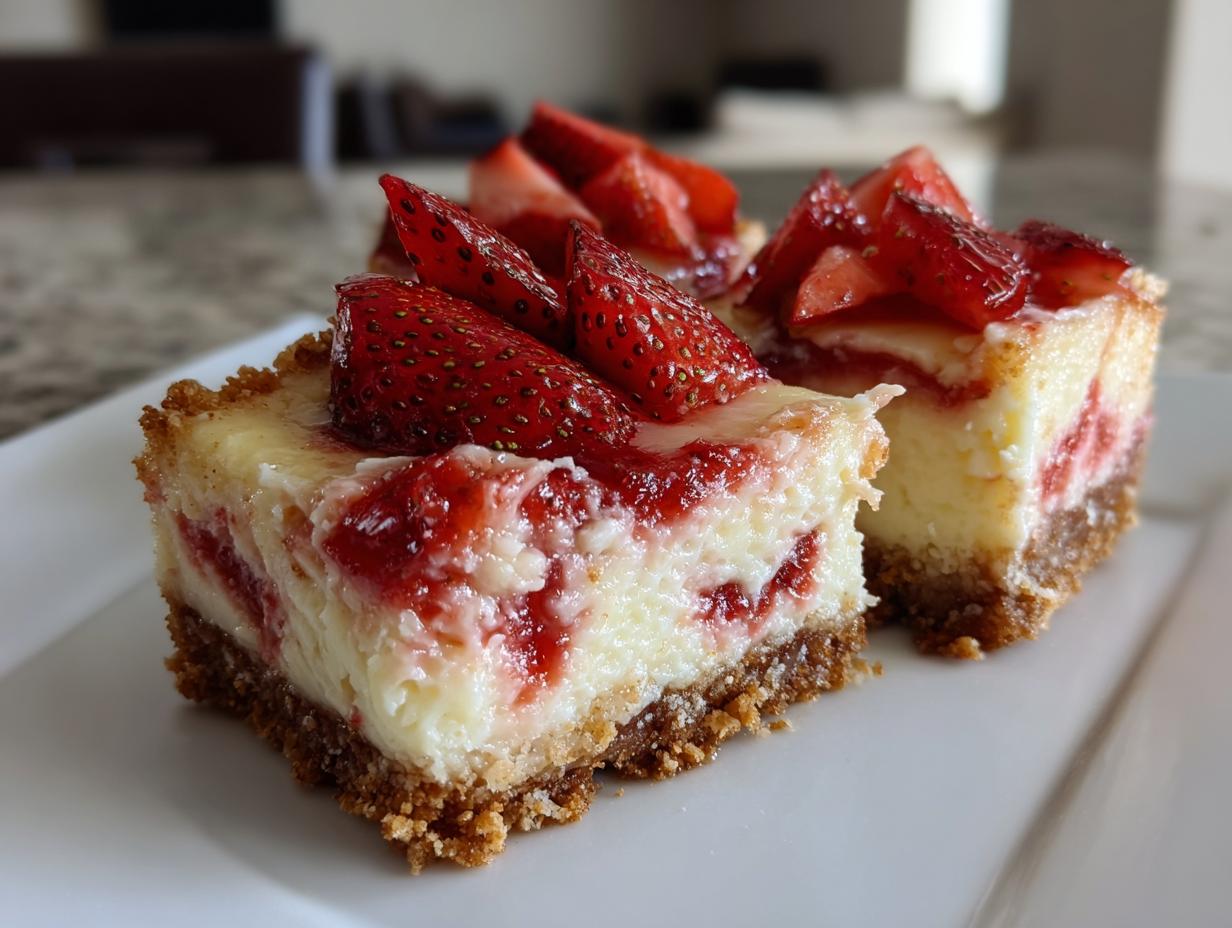 20-Minute No Bake Strawberry Cheesecake Bars – Irresistibly Easy!