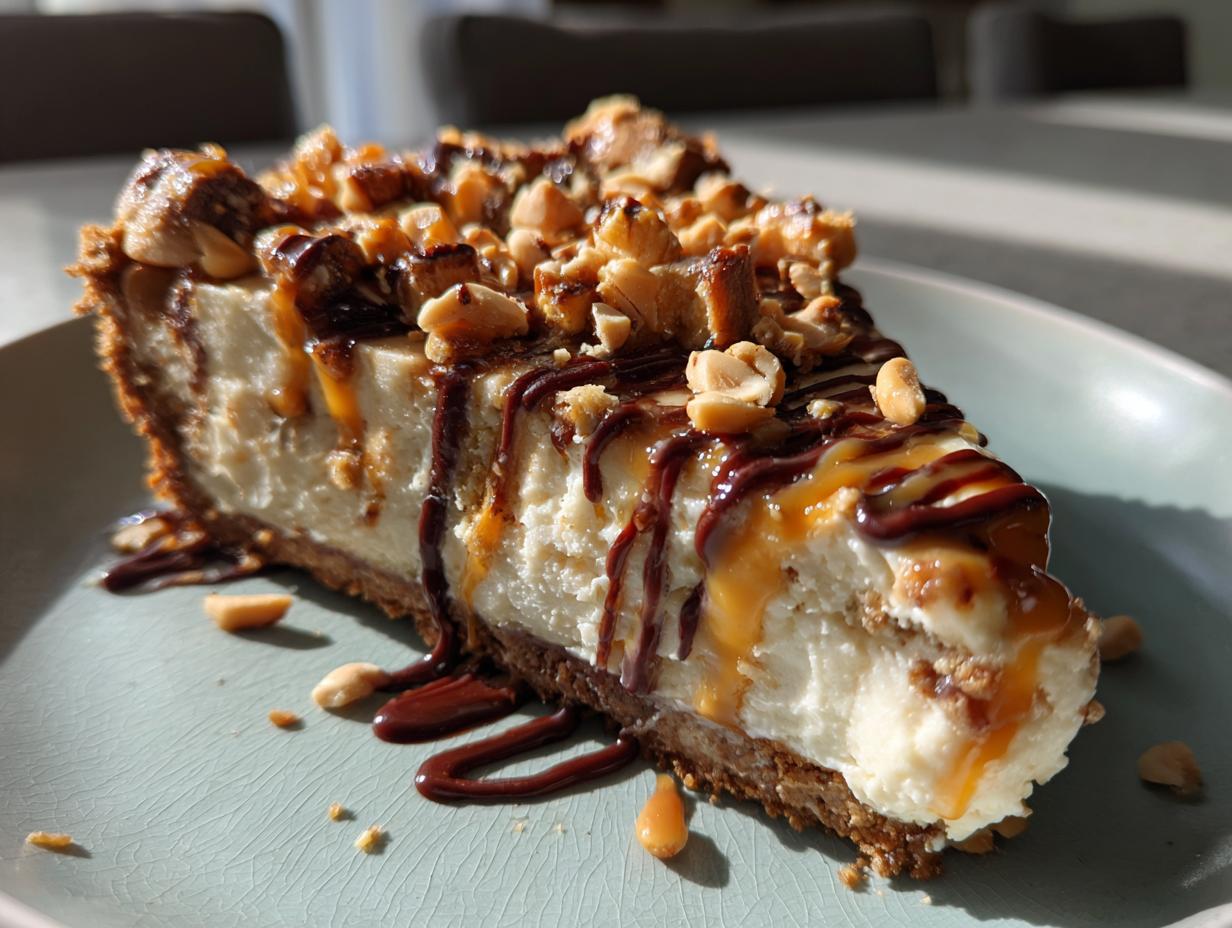 Irresistible 3-Layer Snickers Cheesecake Pie Heaven