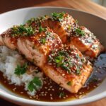Spicy Garlic Butter Salmon Rice Bowls