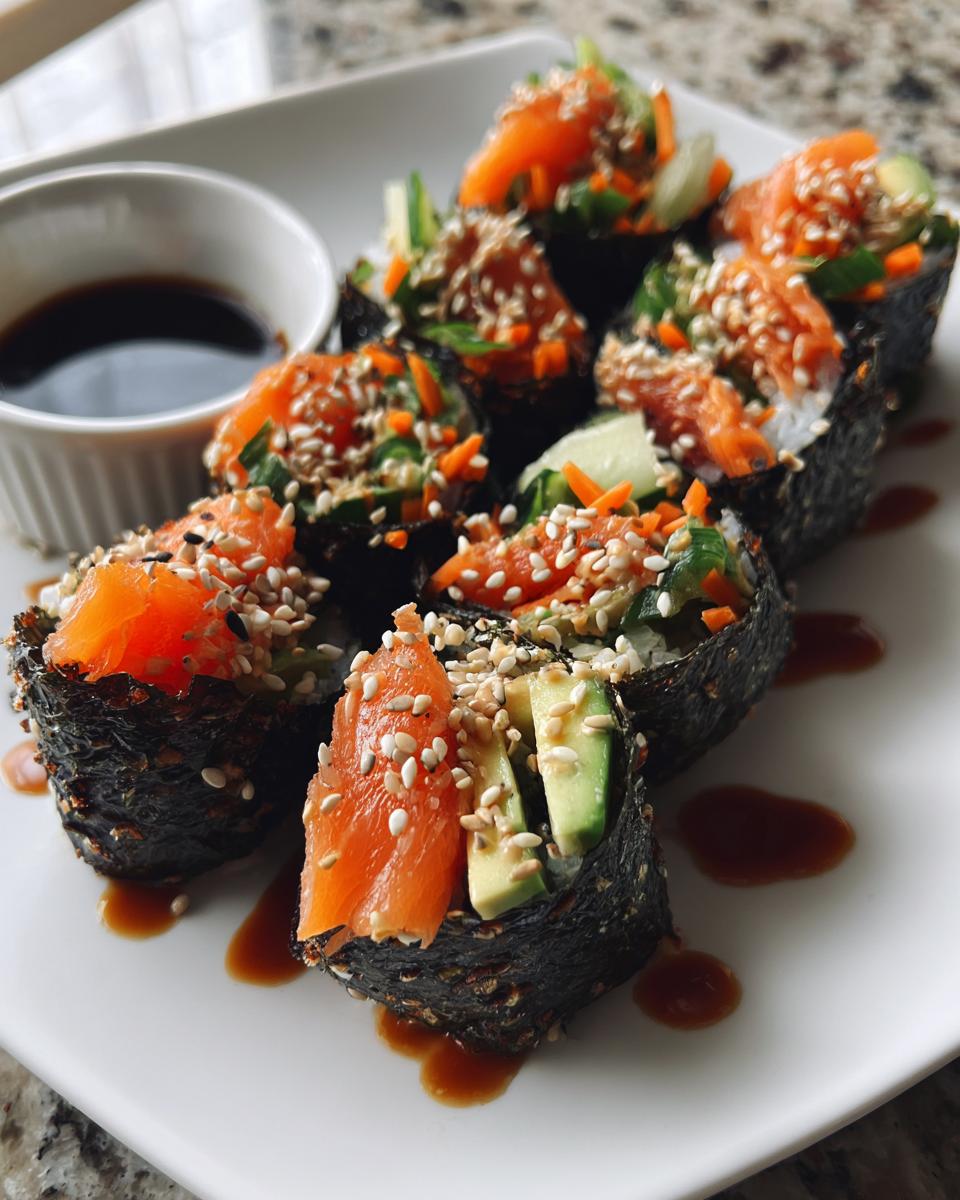 Spicy Salmon Crunch Rolls (No Rice) - detail 2