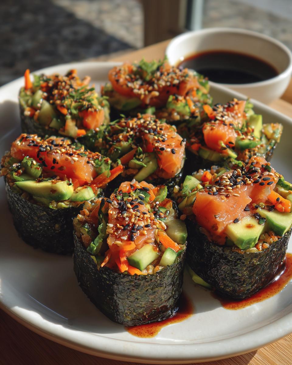 Spicy Salmon Crunch Rolls (No Rice) - detail 3