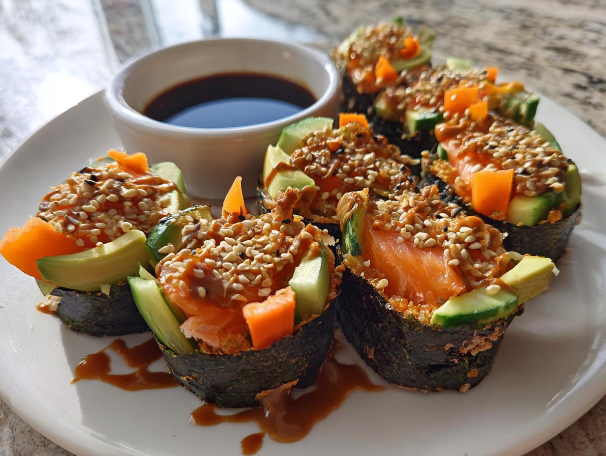 Spicy Salmon Crunch Rolls (No Rice) – 15-Minute Indulgence