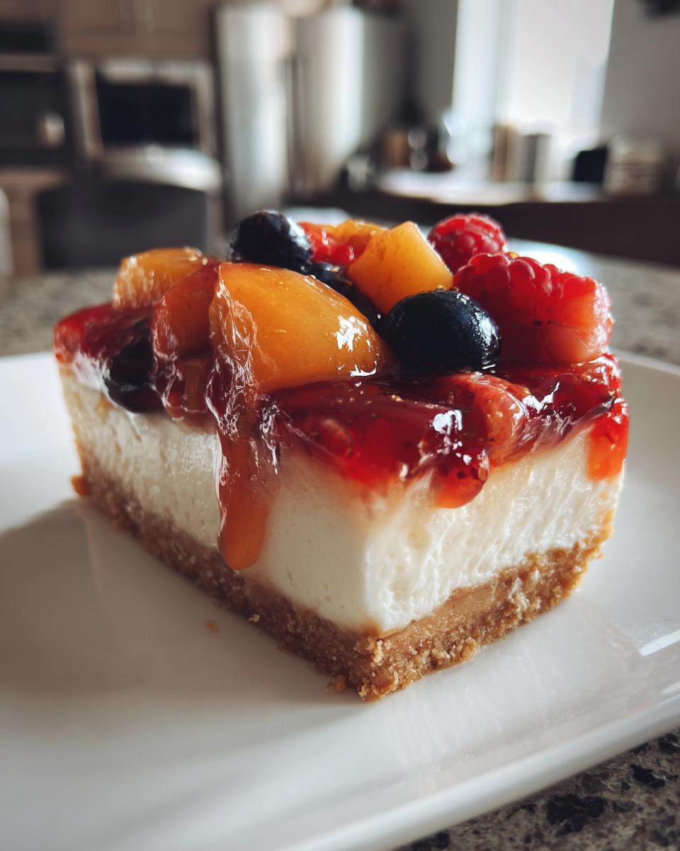 Summer Berry and Peach Cheesecake - detail 1