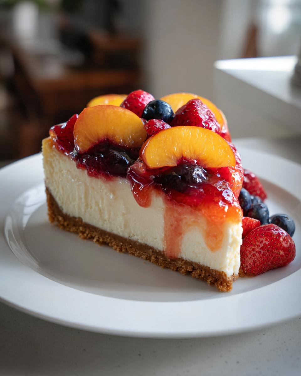 Summer Berry and Peach Cheesecake - detail 2