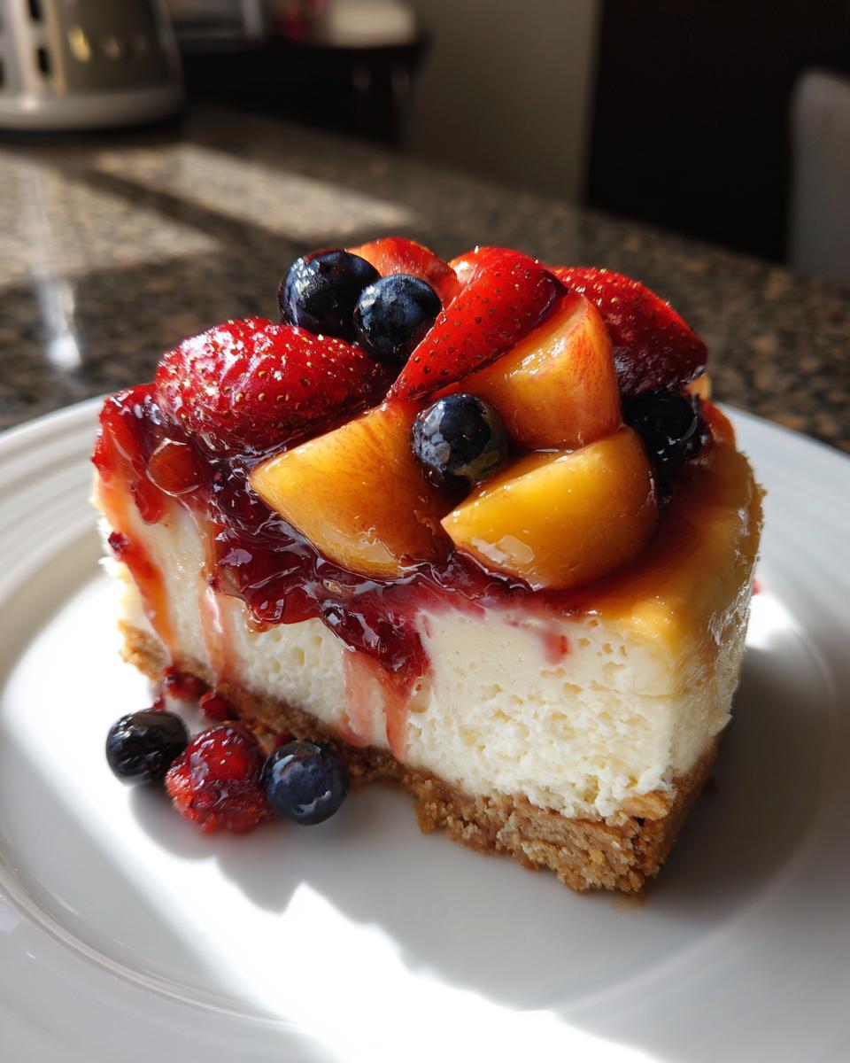 Summer Berry and Peach Cheesecake - detail 3