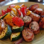 10 Minute Air Fryer Chicken Sausage and Veggies