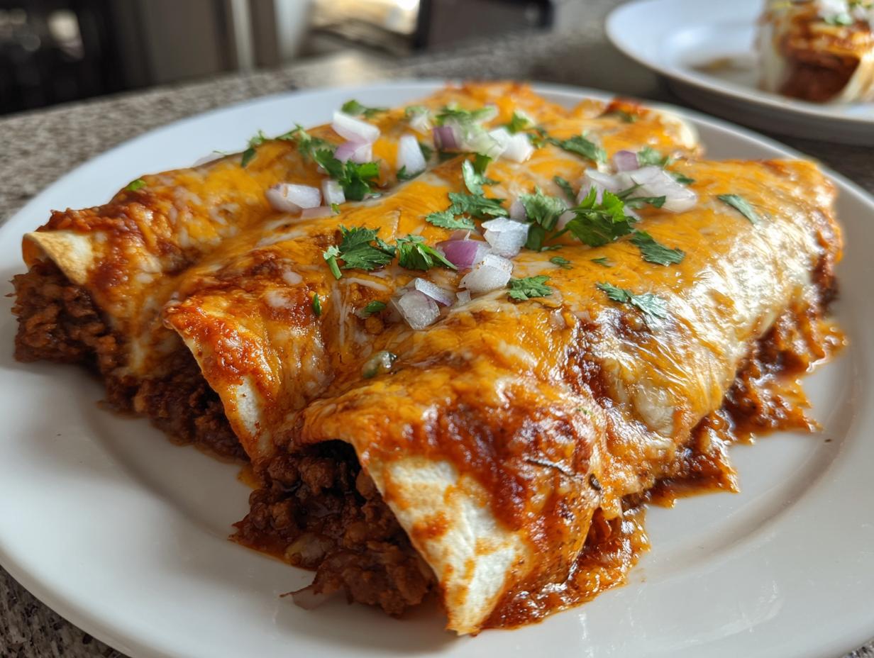 35-Minute Easy Cheesy Ground Beef Enchiladas That Wow Everytime