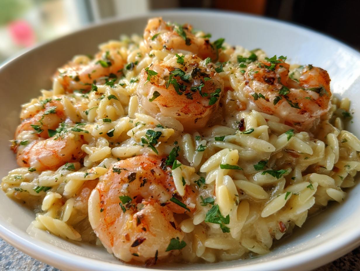20-Minute One Pan Parmesan Orzo with Shrimp – Heavenly Dinner