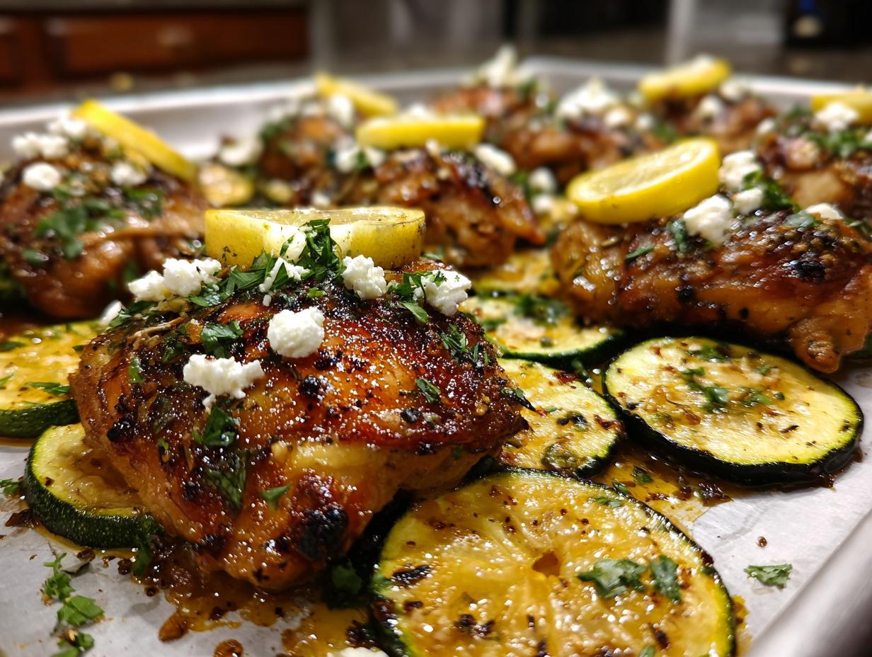 35-Minute Sheet Pan Mediterranean Chicken & Zucchini Magic
