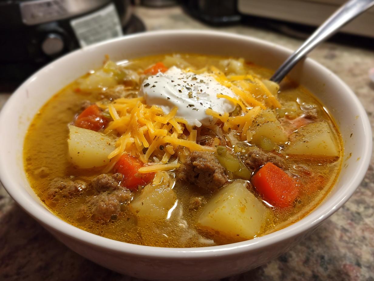 Easy Crockpot Cheeseburger Soup Recipe – 1 Pot Comfort Magic