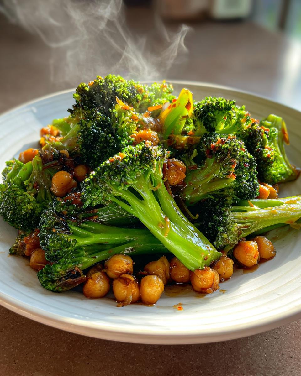 GARLIC BROCCOLI STIR FRY WITH CHICKPEAS - detail 1