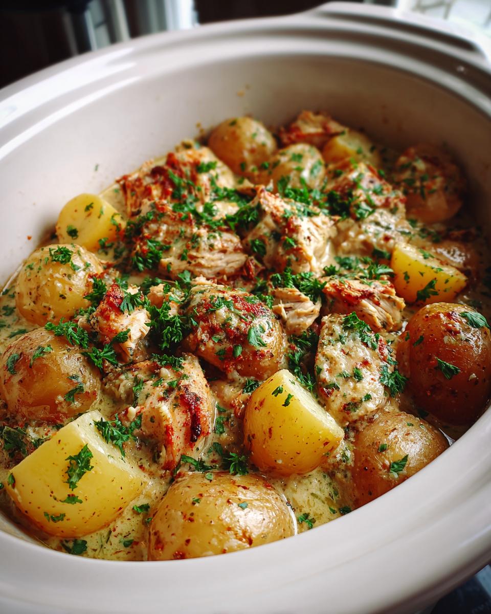 Garlic Parmesan Crockpot Chicken and Potatoes - detail 1