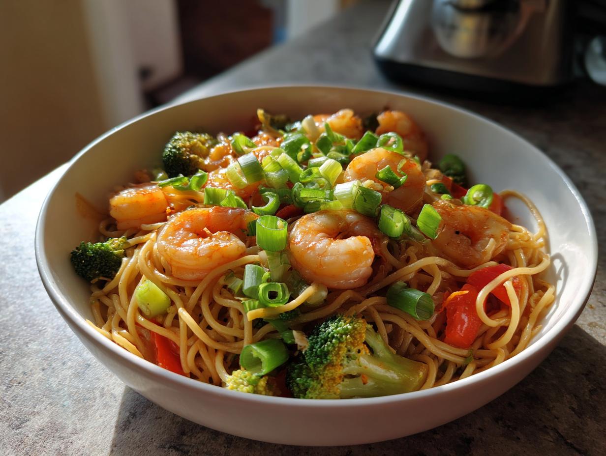 20-Minute High-Protein Shrimp Stir Fry with Noodles