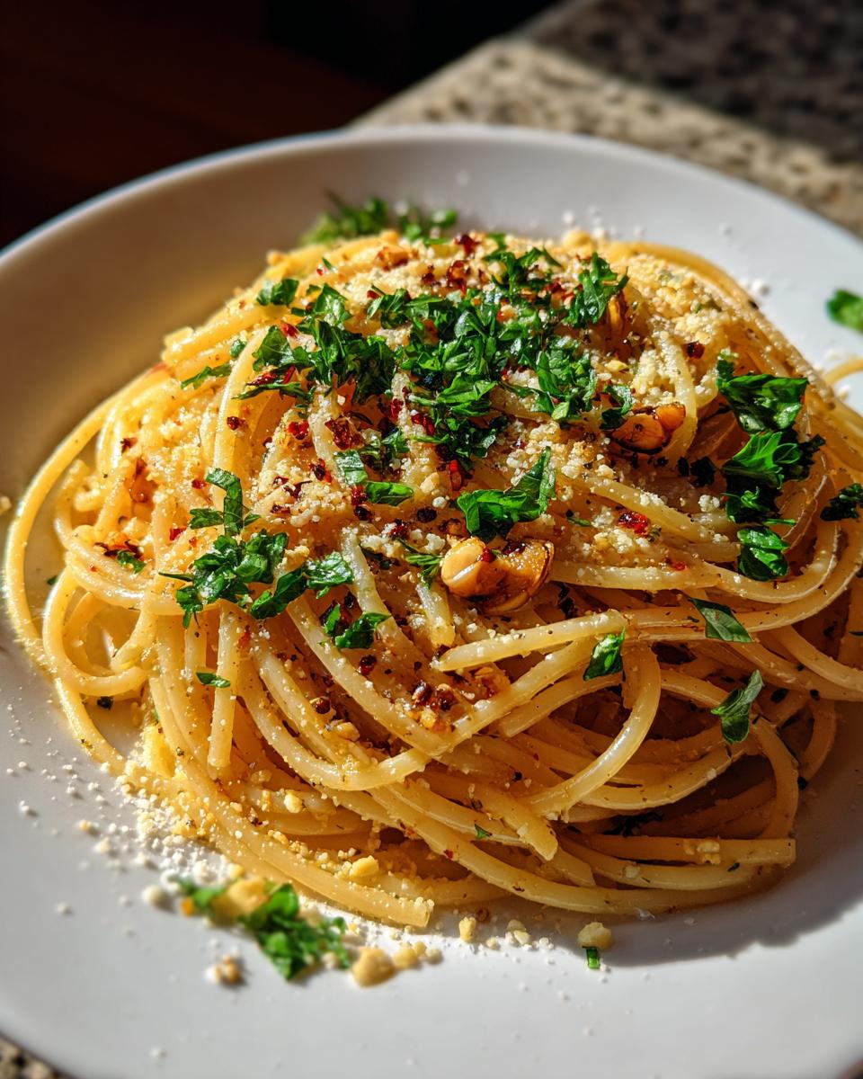 Italian Pasta with Garlic Olive Oil Sauce - detail 1