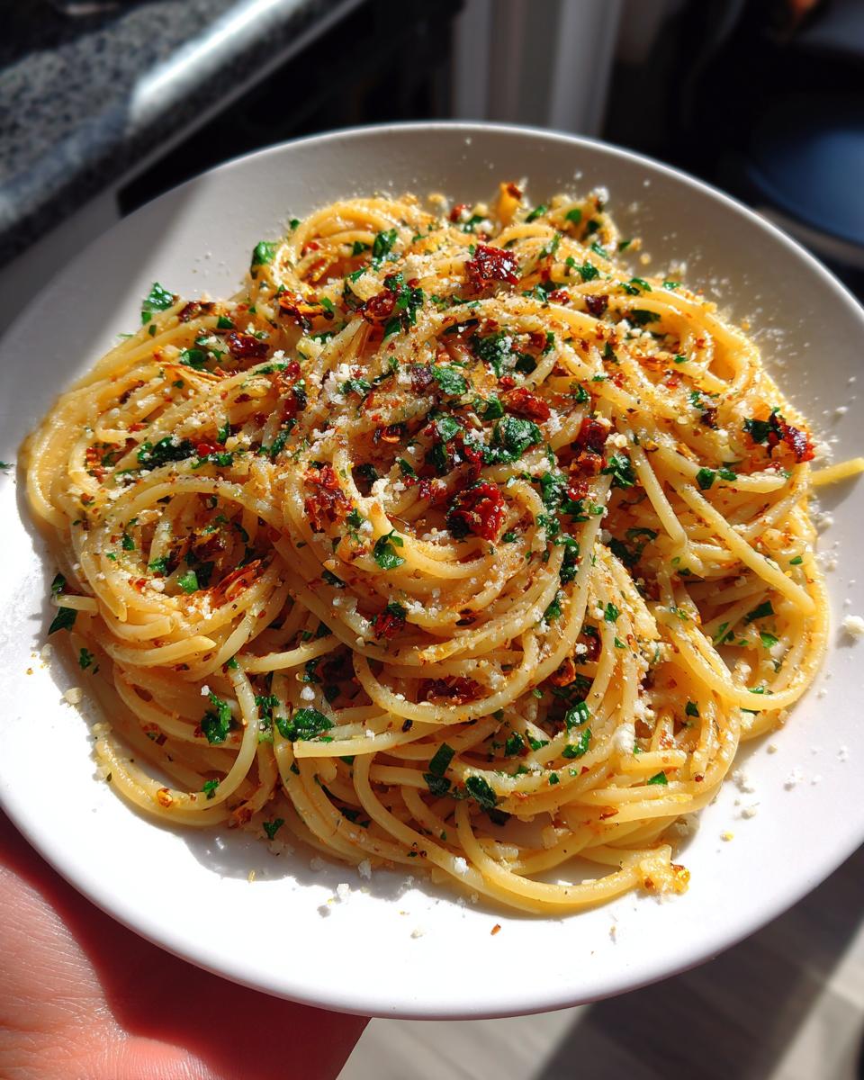Italian Pasta with Garlic Olive Oil Sauce - detail 2