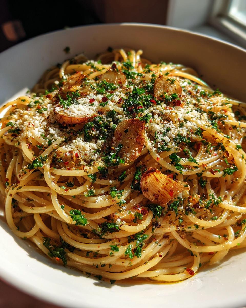 Italian Pasta with Garlic Olive Oil Sauce - detail 3