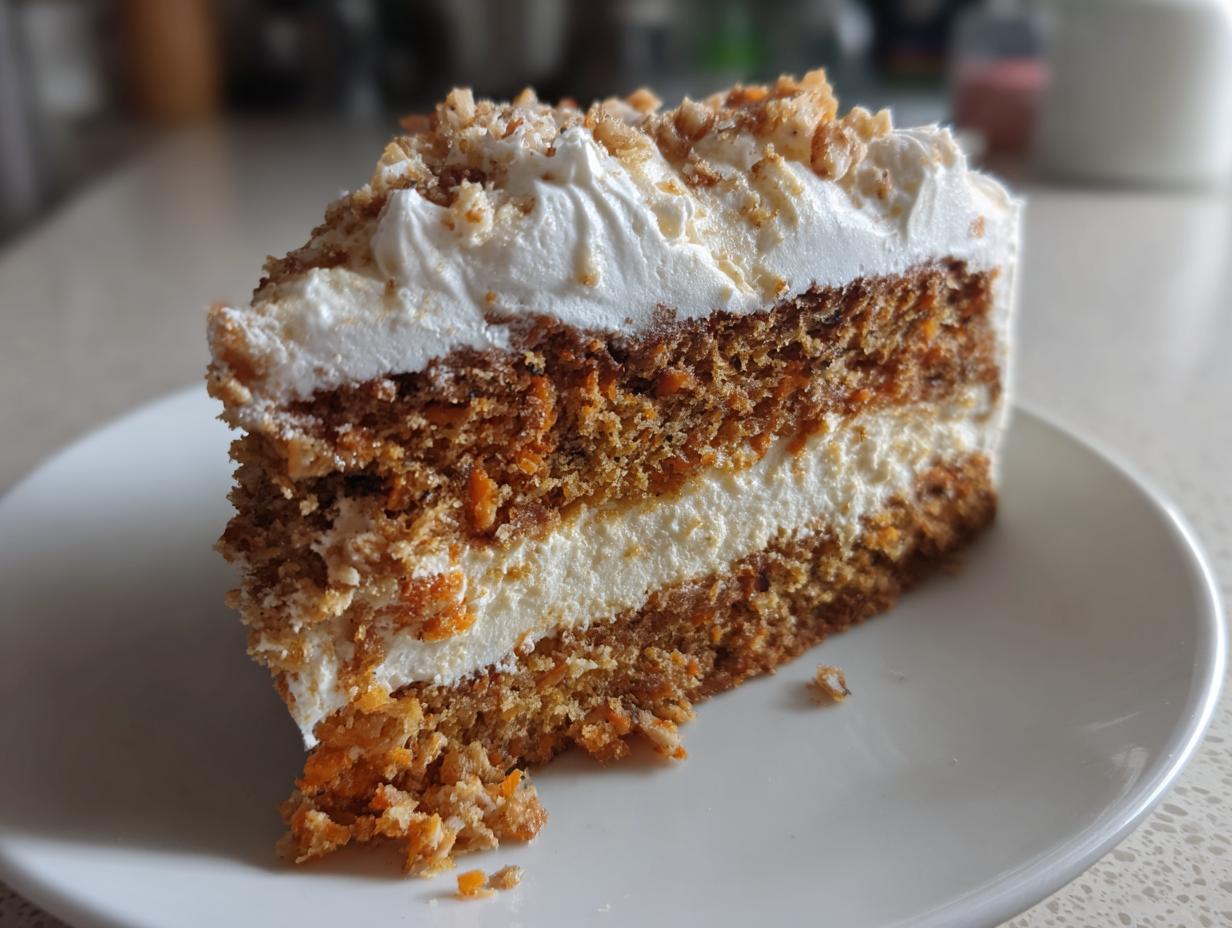 Decadent 2-Layer Carrot Cake Cheesecake with Creamy Topping