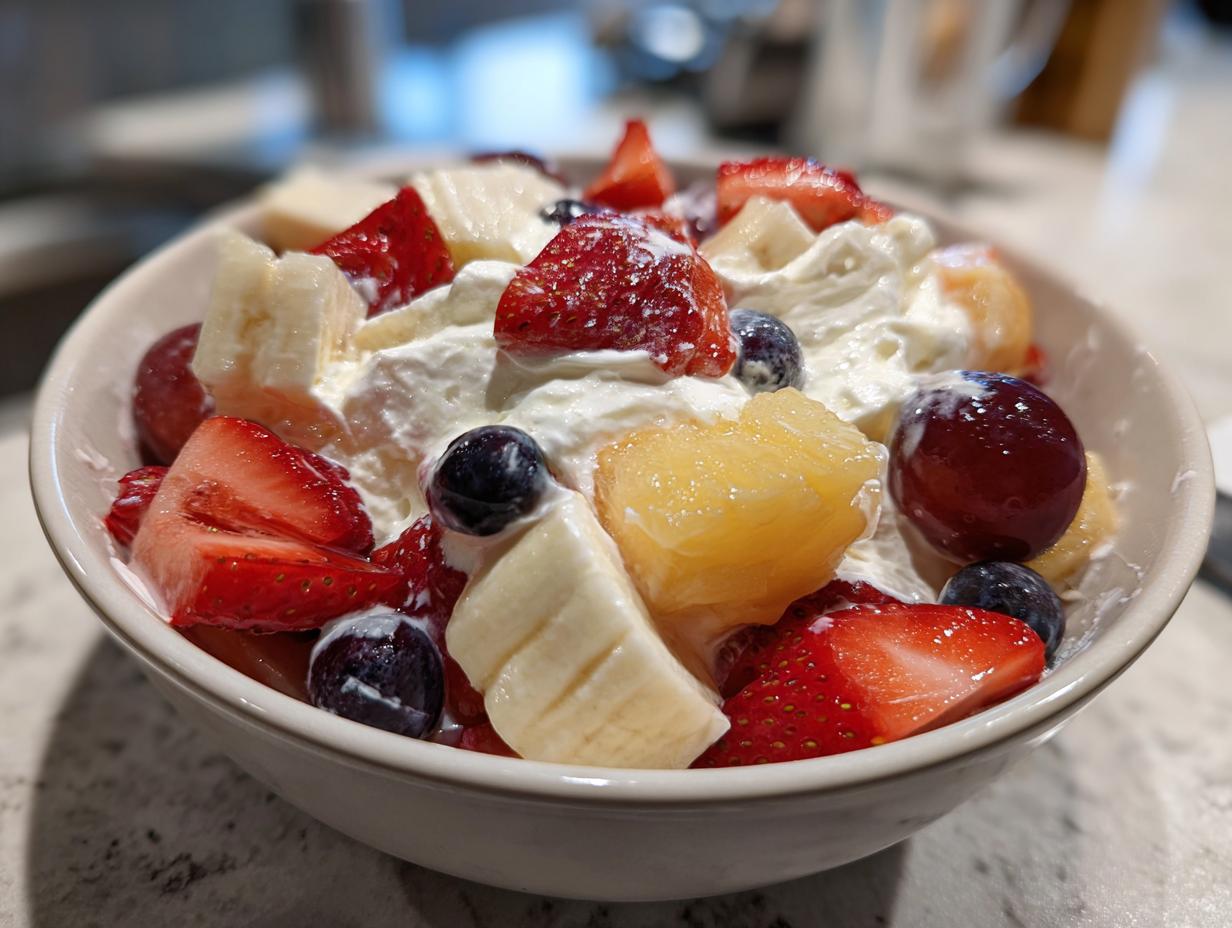Irresistible Cheesecake Fruit Salad Recipe in 15 Minutes