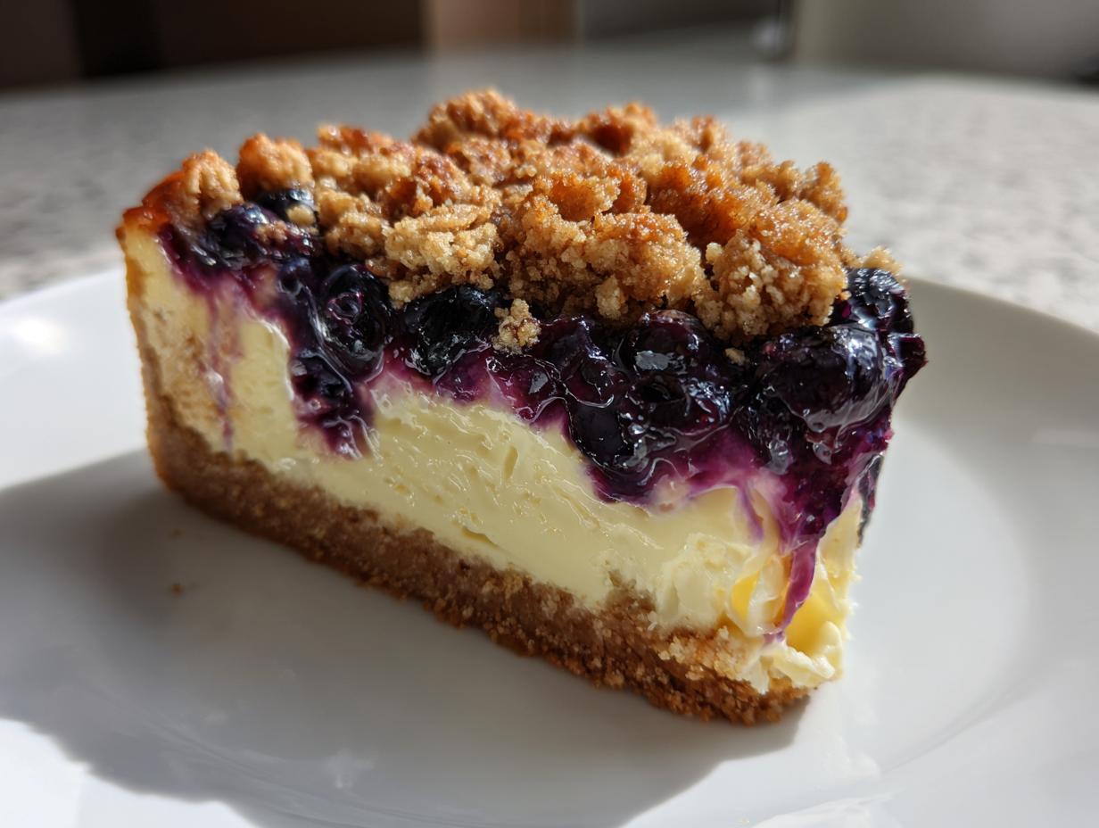 Effortless Blueberry Crumble Cheesecake in Just 5 Easy Steps