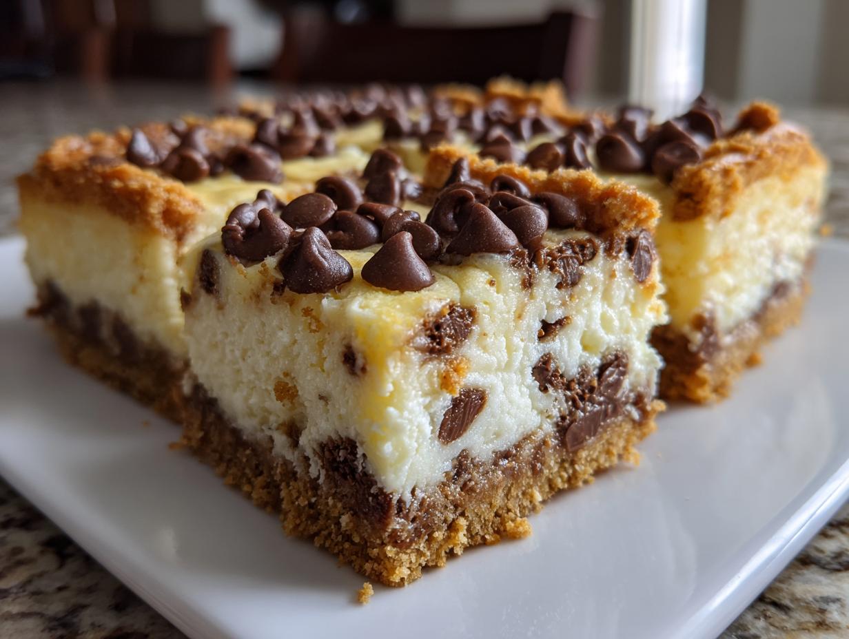 The Best Chocolate Chip Cheesecake Bars in 1 Simple Recipe