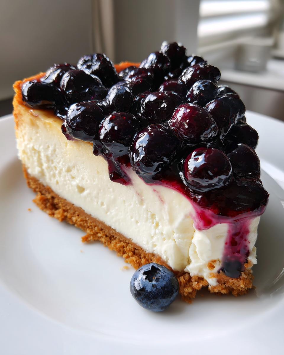 Delicious Cheesecake with Blueberries and Sauce - detail 2