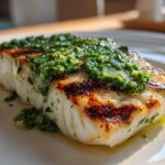 Grilled Halibut with Cilantro Garlic Butter