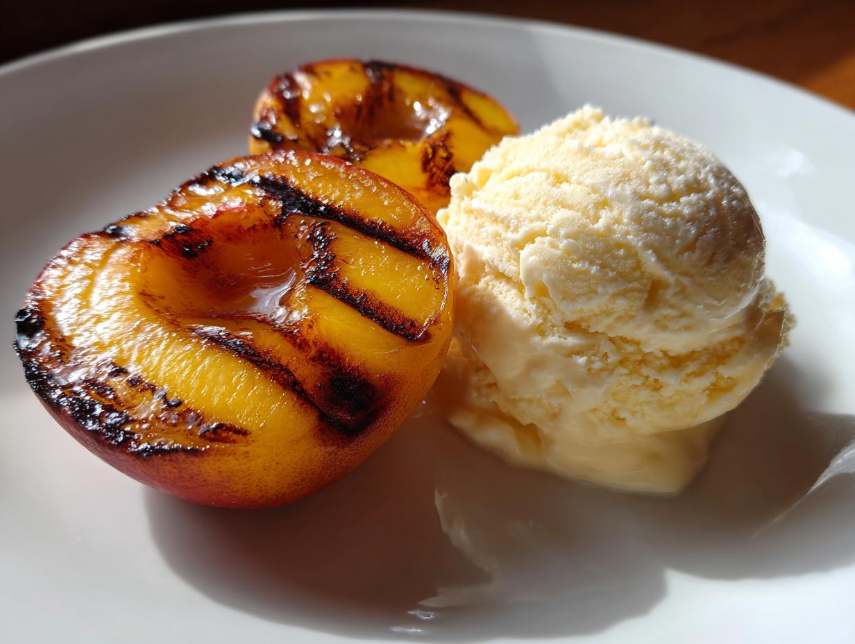 Grilled Peaches with Vanilla Ice Cream