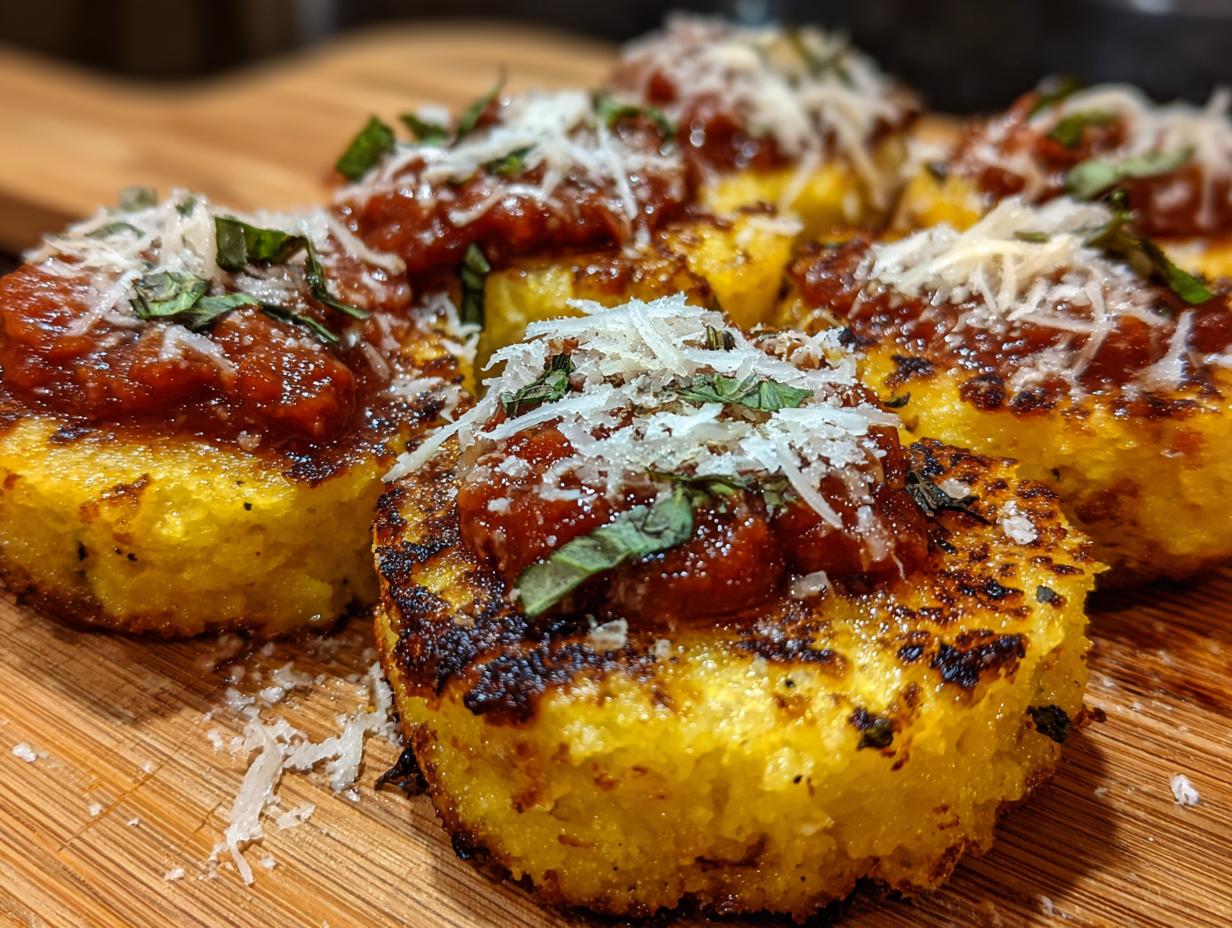 Grilled Polenta with Marinara and Parmesan