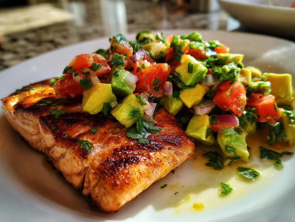 Grilled Salmon with Avocado Salsa