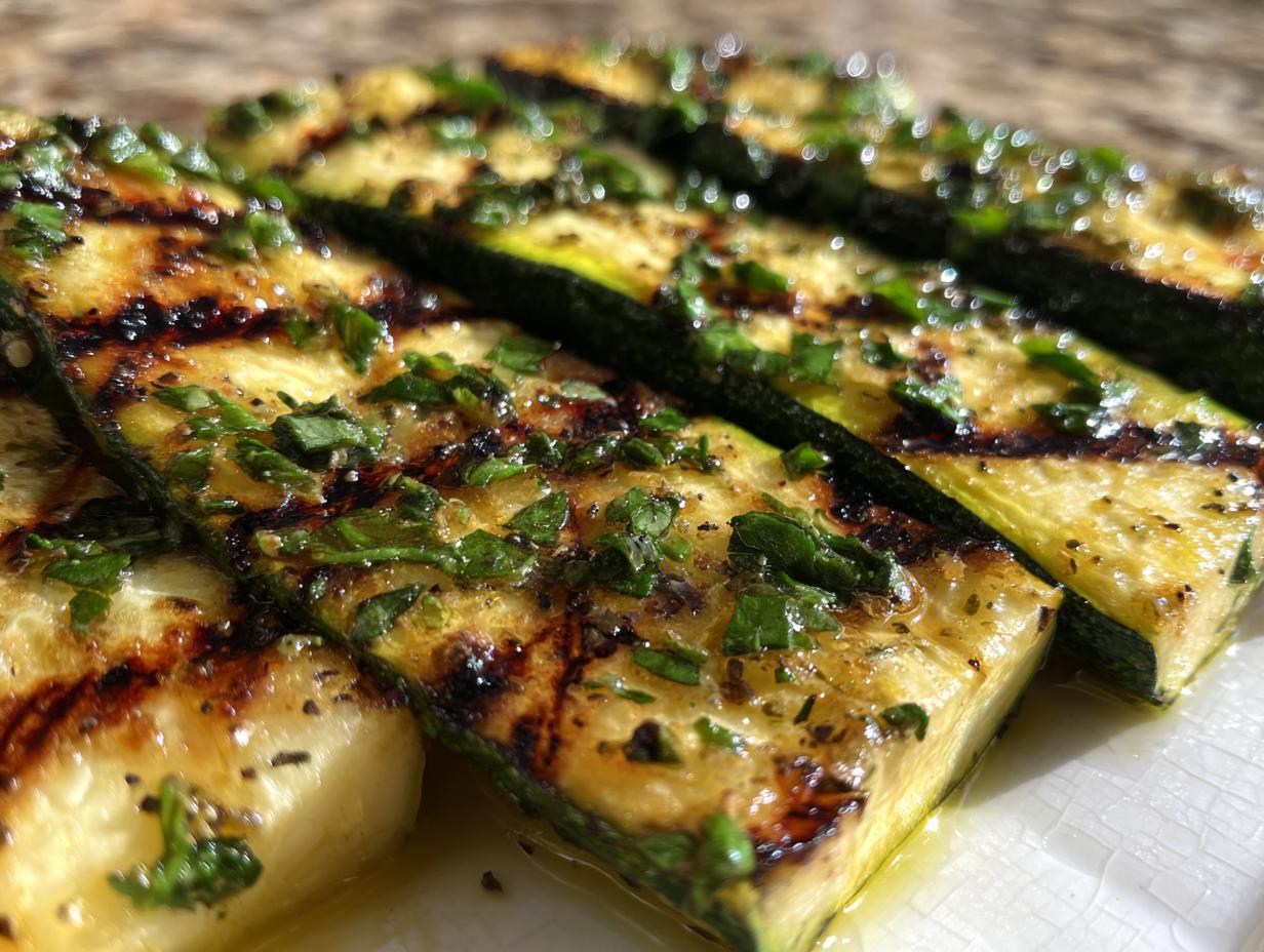 Grilled Zucchini with Lemon and Mint