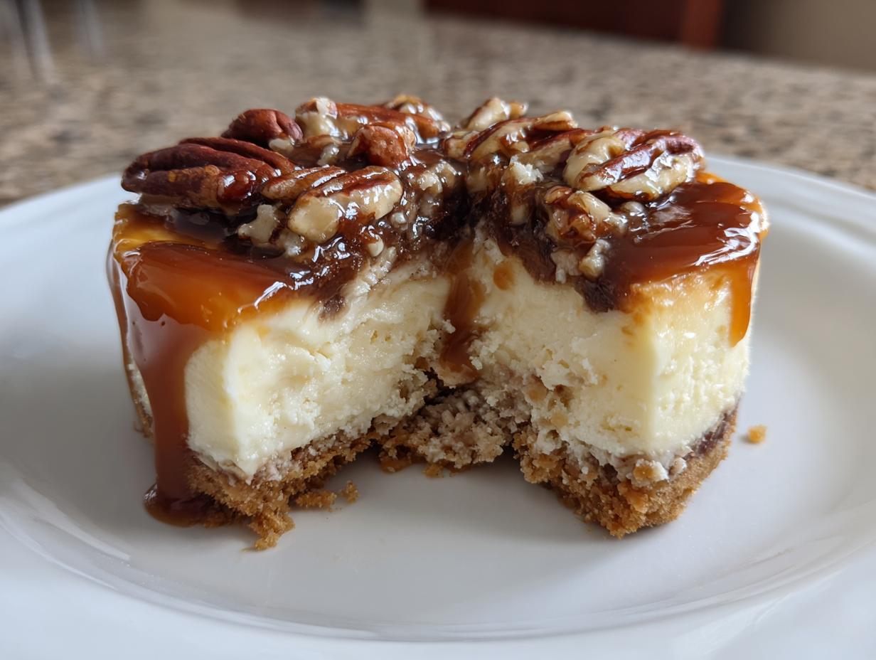 No Bake Turtle Mini Cheesecakes