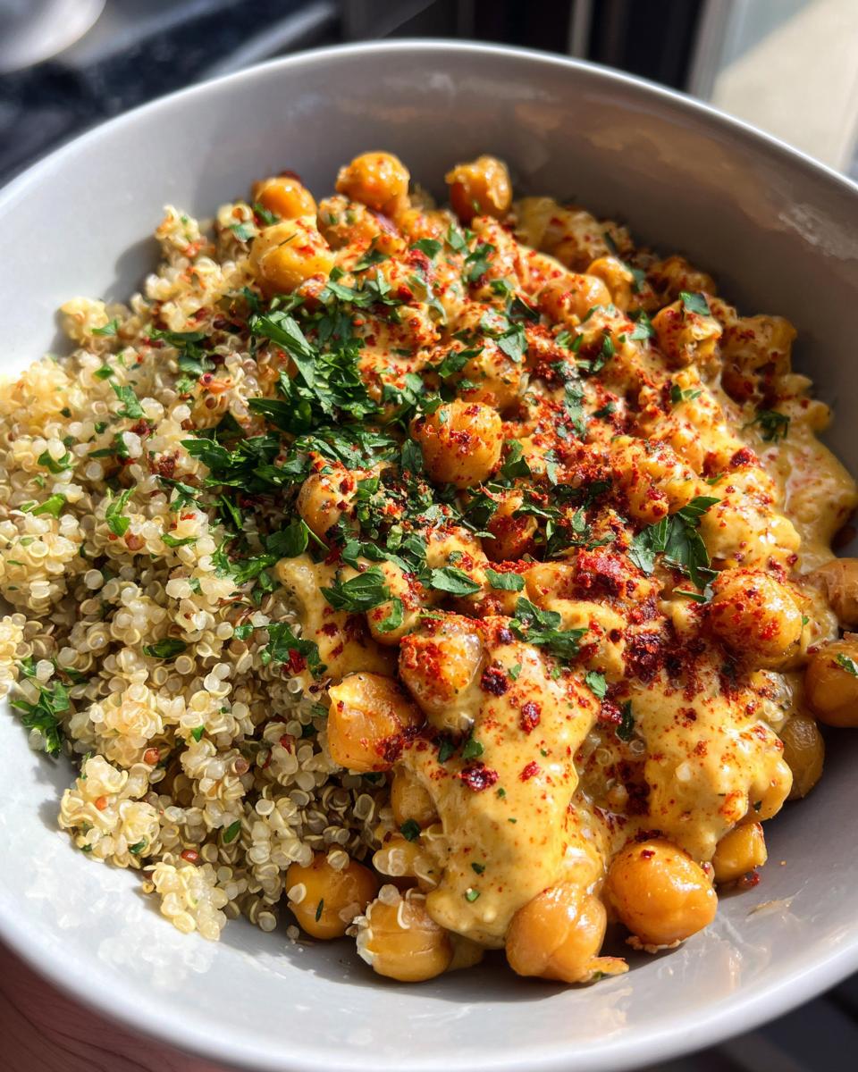 Chickpea & Quinoa Bowl with Red Pepper Sauce - detail 2