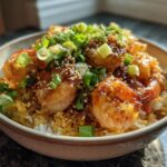 Crispy Jasmine Rice Bowl with Garlic Shrimp