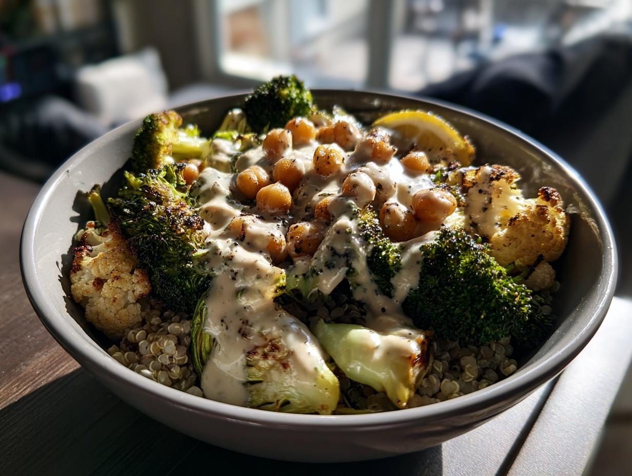 Green Veggie Bowl with Lemon-Tahini Dressing