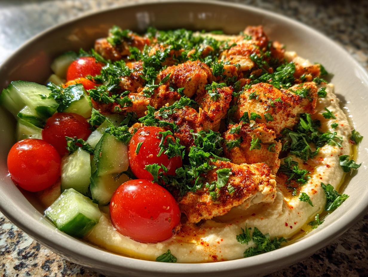 Quick Chicken Hummus Bowl