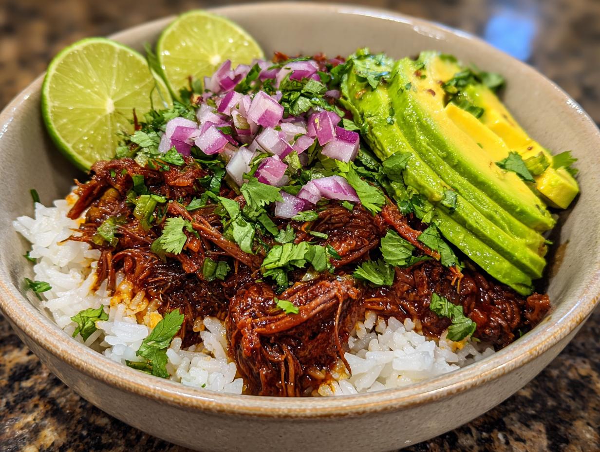 Slow Cooker Barbacoa Beef Bowls