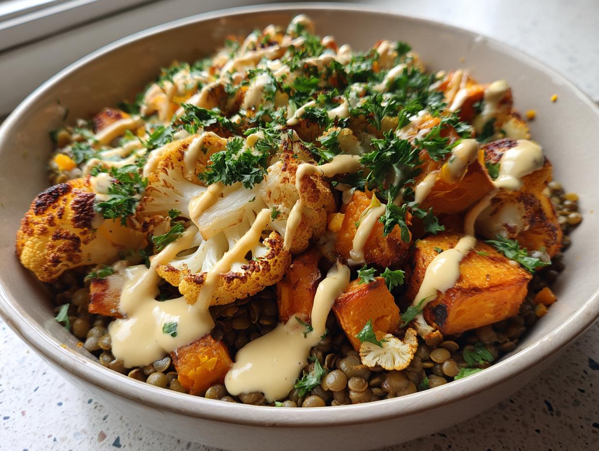 Sweet Potato and Cauliflower Lentil Bowl